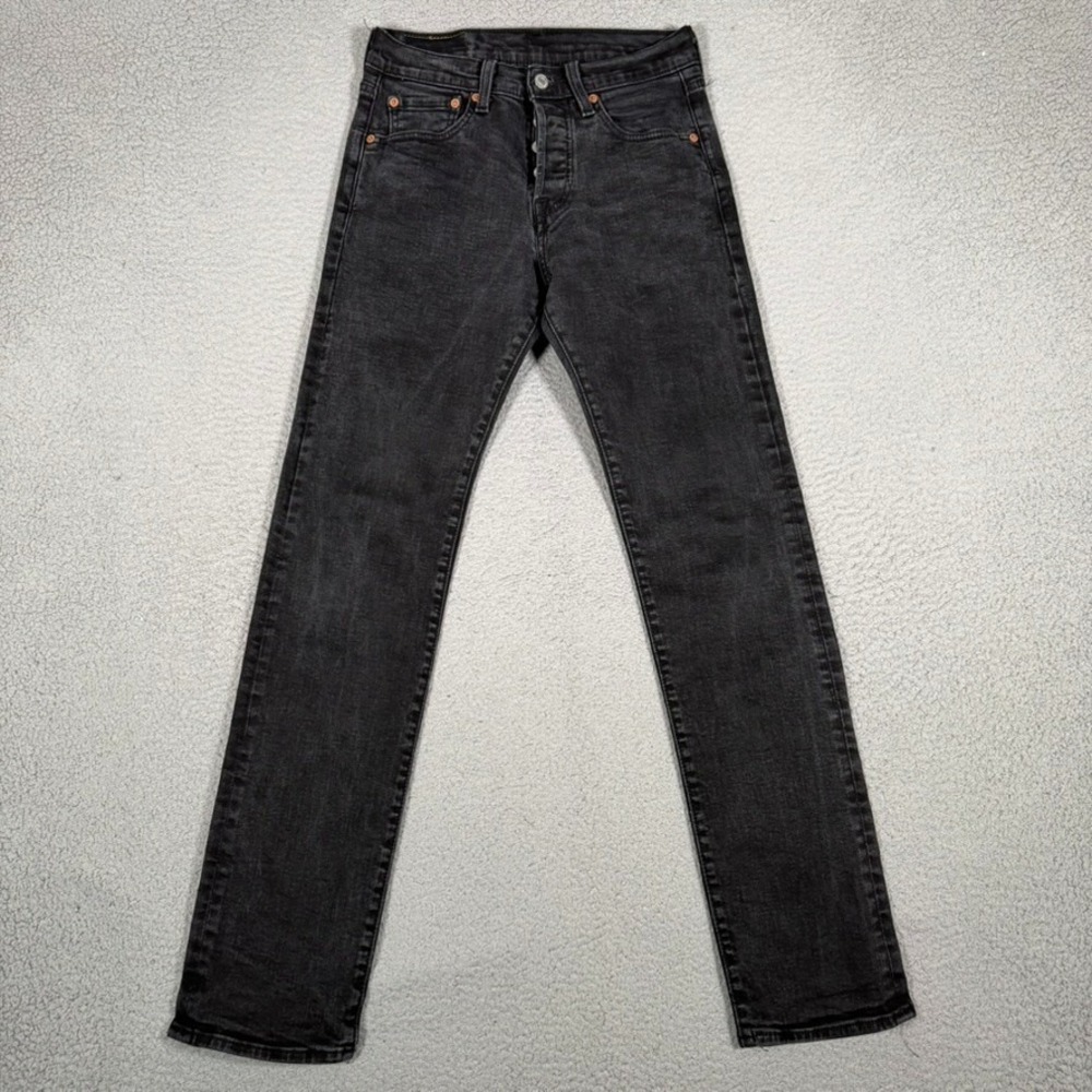 Levis Jeans Mens 28x32 Black 501 Straight Fit Button Fly Denim Casual Preppy